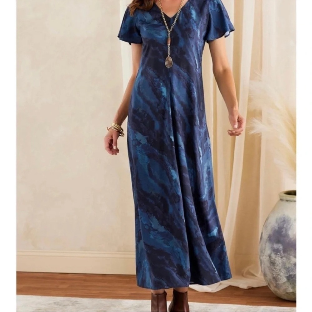 Soft Surroundings Navy and Teal Maxi Dress
